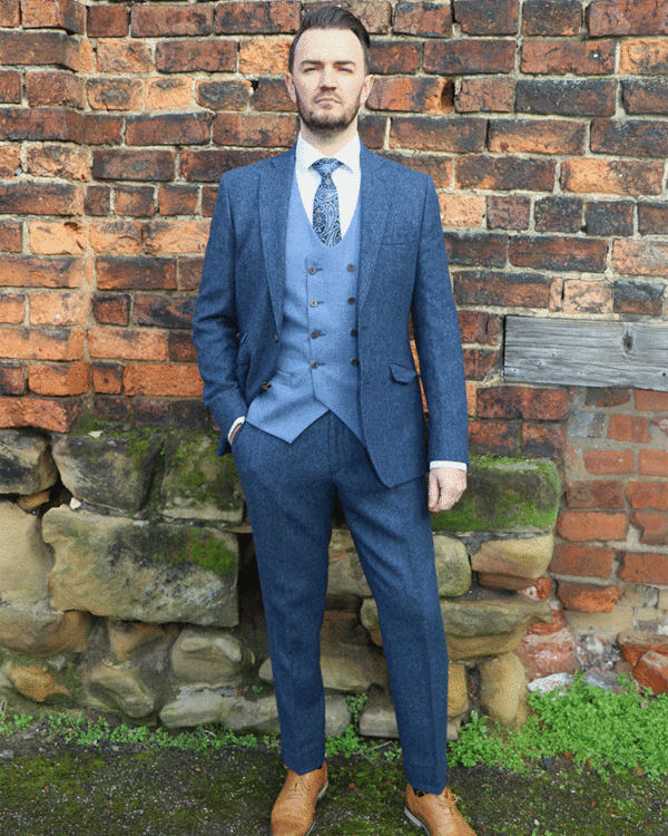 To Hire, Torre Blue Herringbone Tweed suit (full outfit) - Top Mark Suits