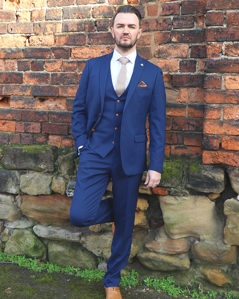 Marc Darcy Max Royal Plain 3pc Suit - Top Mark Suits