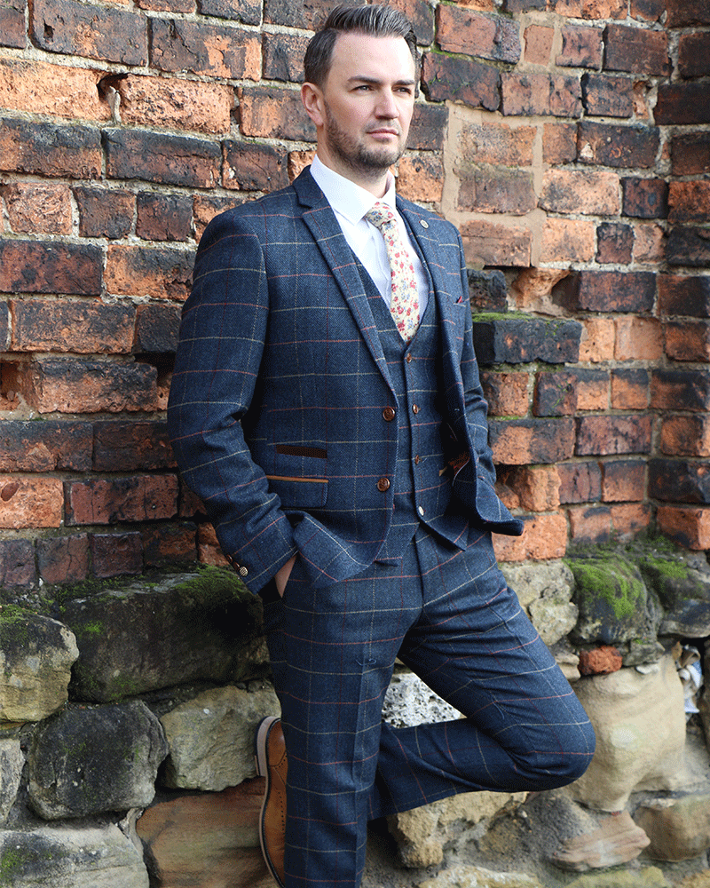 To Hire, Marc Darcy Eton Blue Tweed (full outfit) - Top Mark Suits